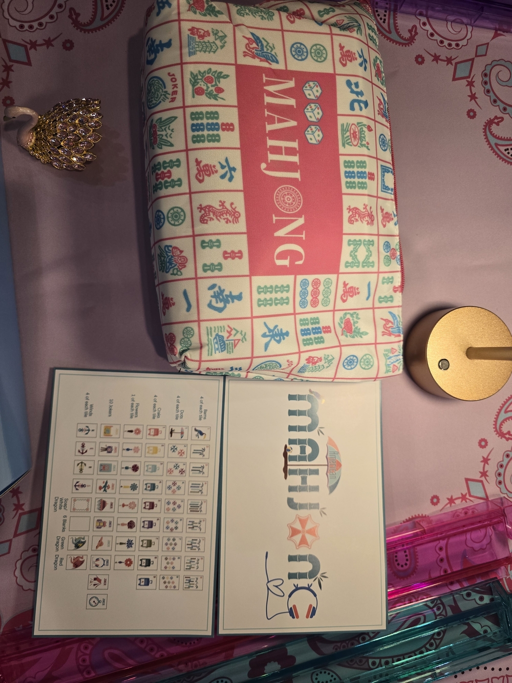 Jetsetter Mahjong Set - Includes Cute Pouch Choose Rack And Mats - Picture 8 of 11